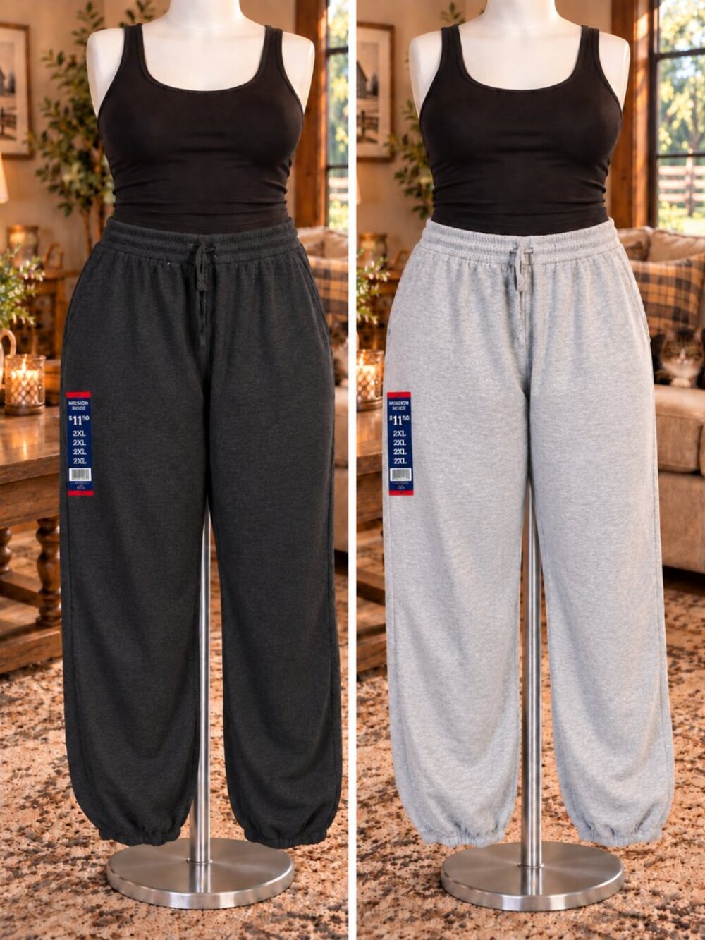Set of 2 Mission Ridge Women’s 2XL Sweatpants Light & Dark Gray NWT